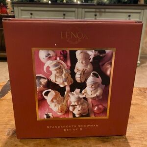 Set of 5 Lenox Snowman Standabouts Ceramic Christmas Ornaments NIB!